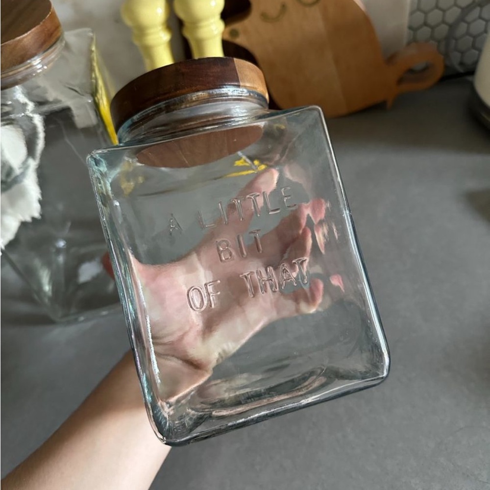 kate spade Clear Glass Pantry Jars with Wood Lids - Brown Accents - Picture 4 of 7